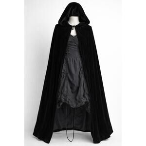 Vintage 90s Velvet Hooded Cloak SZ S/M Black Gothic Vampirecore USA Tantrumm 90s
